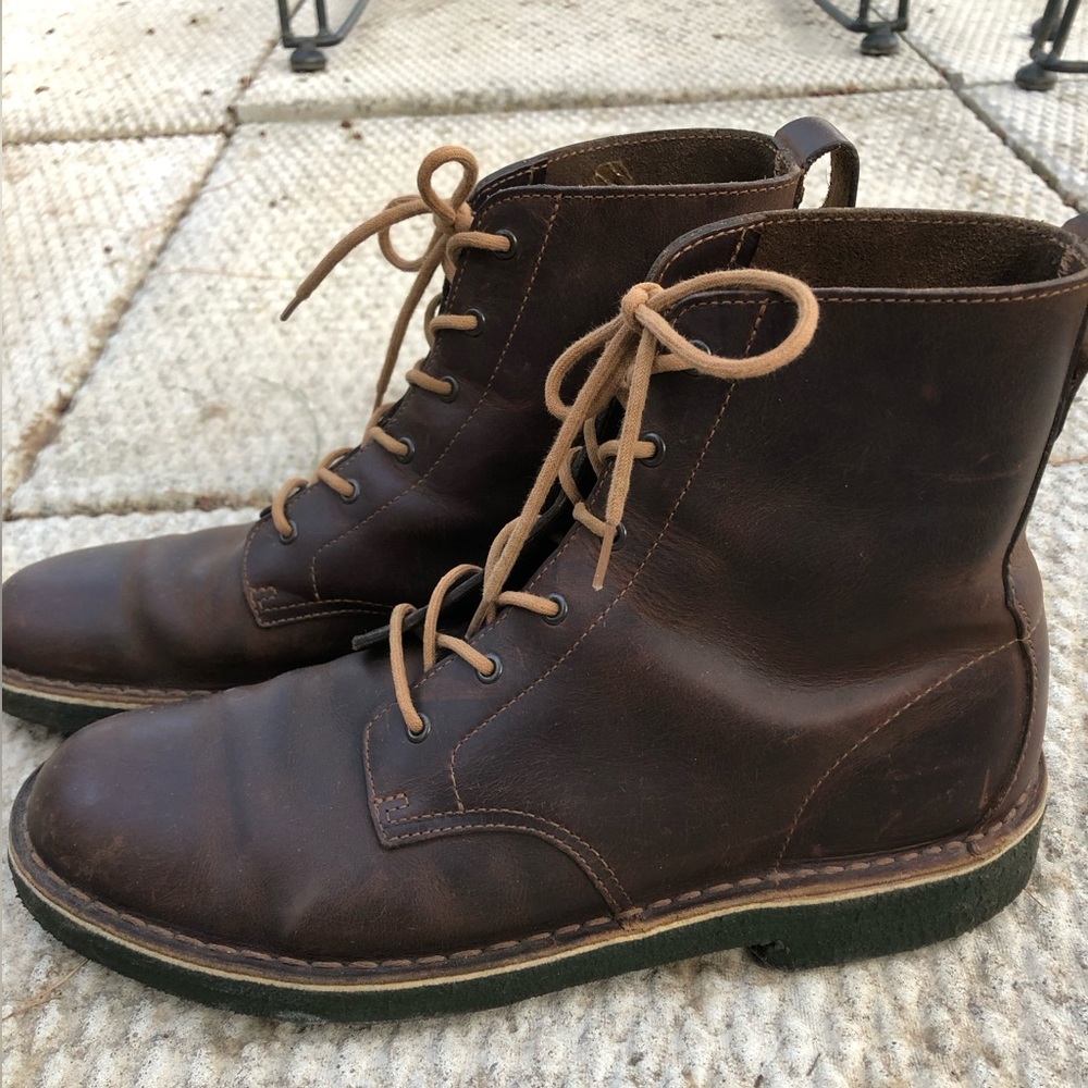 MENS CLARKS LEATHER LACE UP BOOTS
